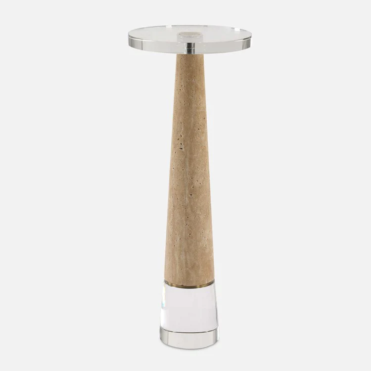 Uttermost Niari Crystal and Natural Travertine Drink Table - Image 2