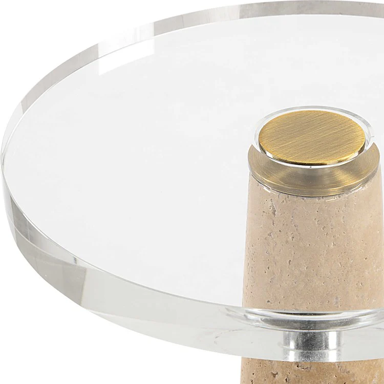 Uttermost Niari Crystal and Natural Travertine Drink Table - Image 3
