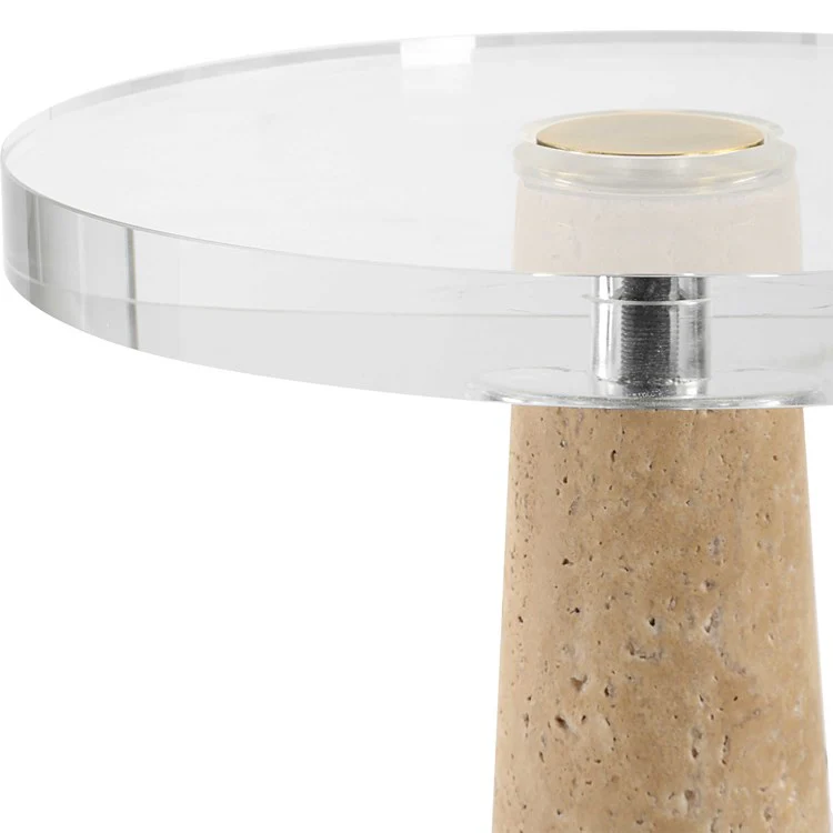 Uttermost Niari Crystal and Natural Travertine Drink Table - Image 4