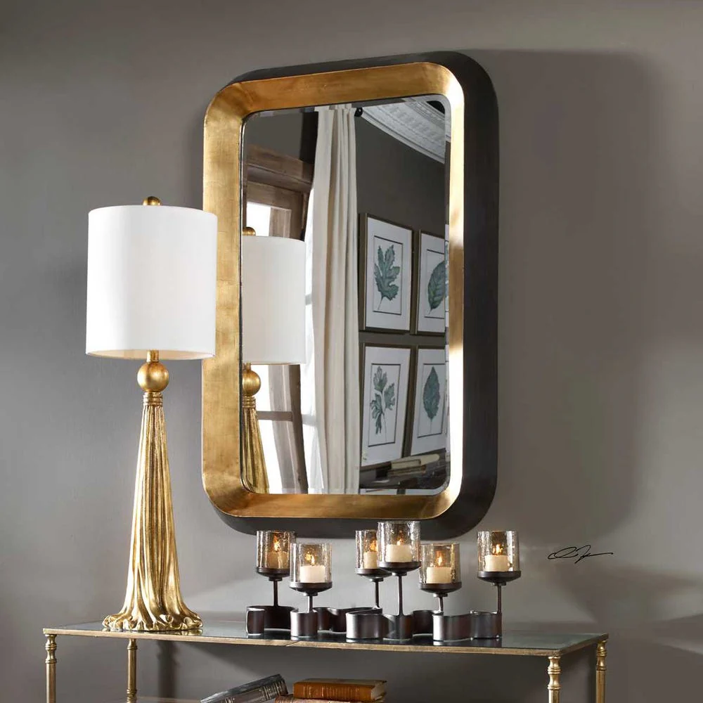 Uttermost Niva Iron Metallic Gold Leaf Mirror - Image 2