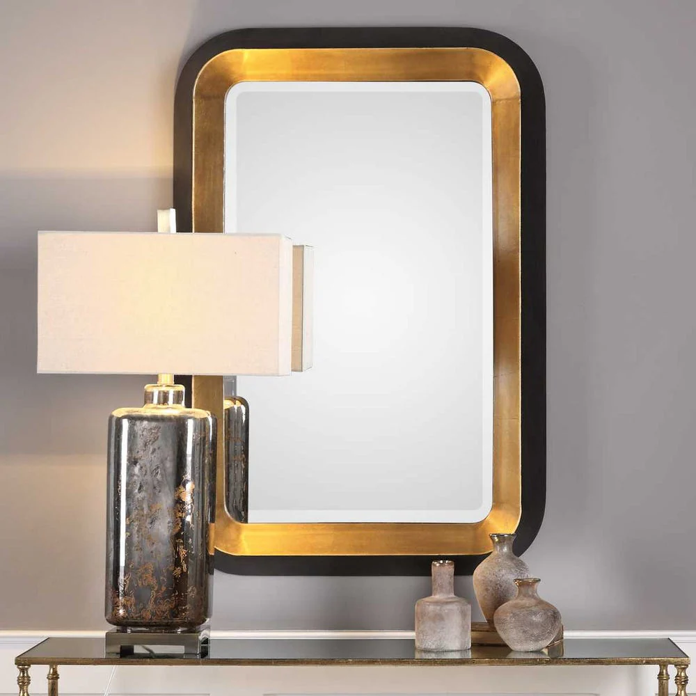 Uttermost Niva Iron Metallic Gold Leaf Mirror - Image 3