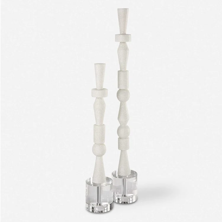Uttermost Norte Ivory Stone and Crystal Set of 2 Sculptures - Image 2