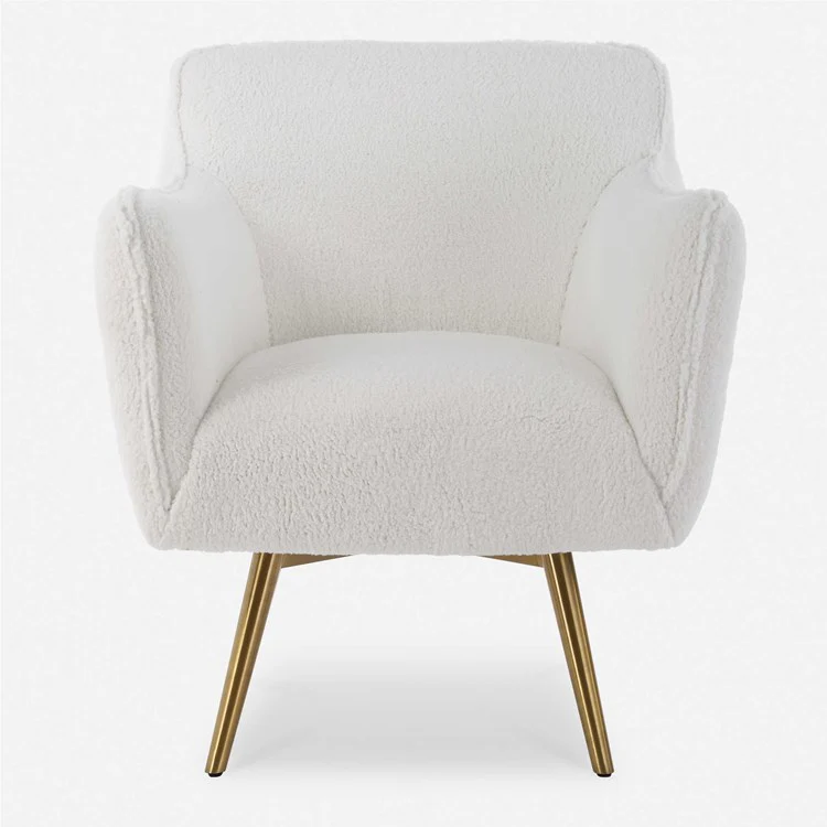 Uttermost Oasis Plush White Faux Sheepskin Swivel Chair - Image 3