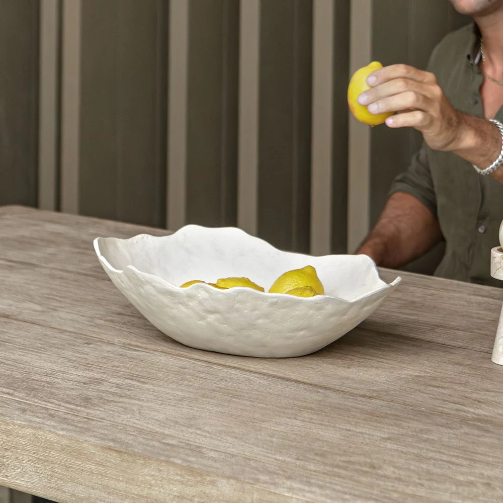 Uttermost Obscura Warm White Wavy Edge Decorative Bowl ~ Indoor And Outdoor Use - Image 3