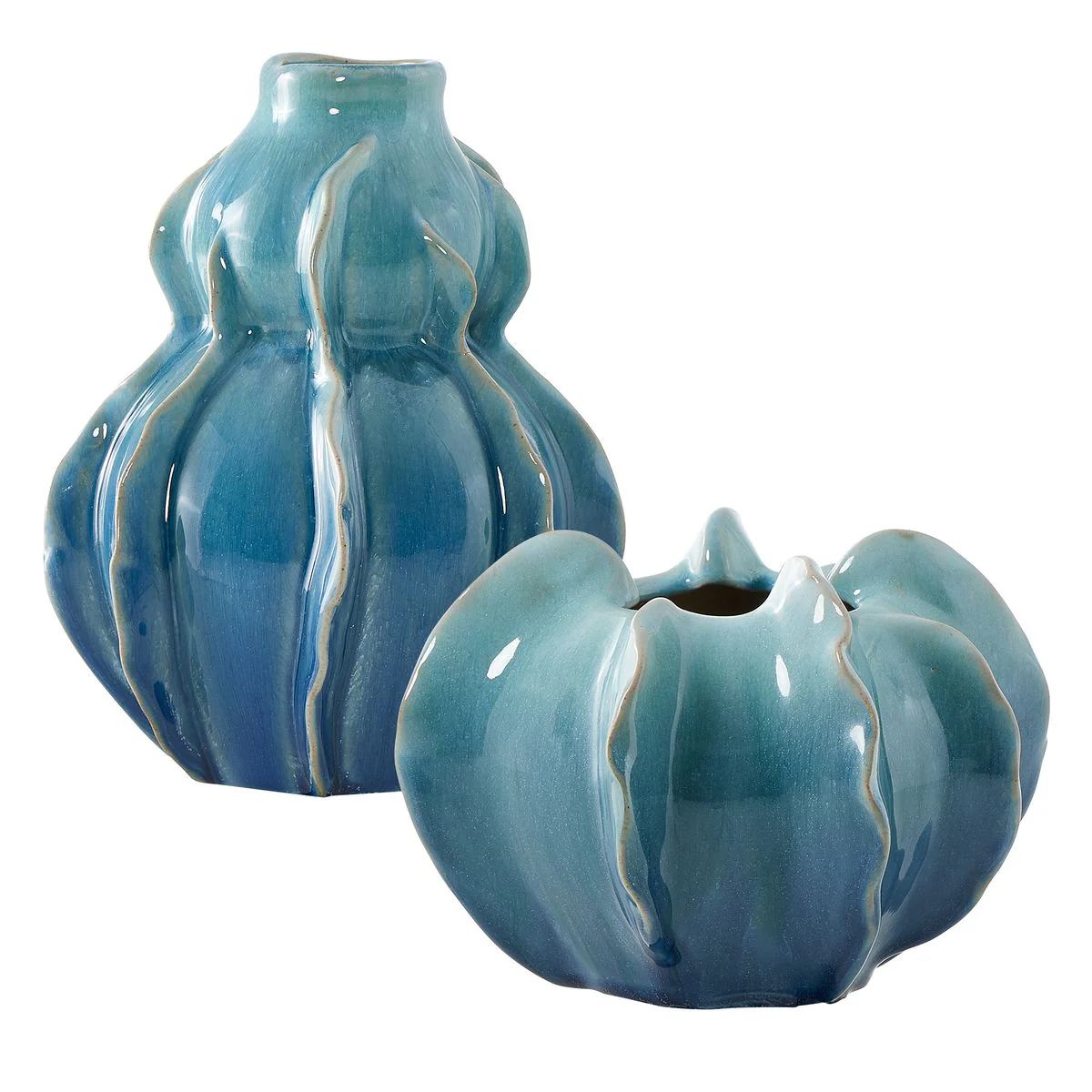 Uttermost Ocean Wave Set of 2 Ceramic Vases ~ Indoor And Outdoor Use - Image 3