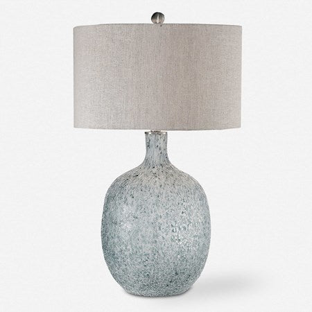 Uttermost Oceaonna Blue Green Glass Table Lamp With Beige Linen Lamp - Image 2