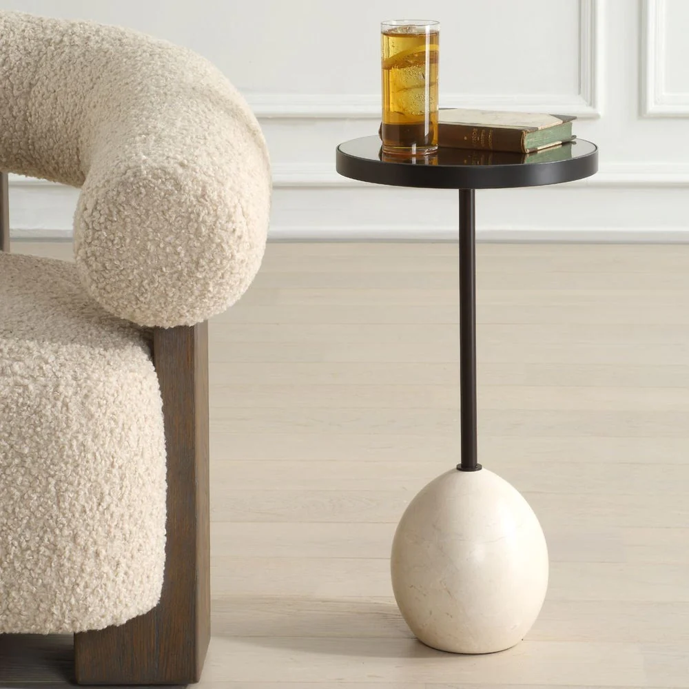 Uttermost Odesa Mirrored Top With Marble Round Accent Table