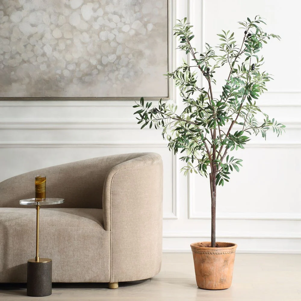 Uttermost Olea Life-Like Potted Olive Tree in Terracotta Finished Concrete Planter
