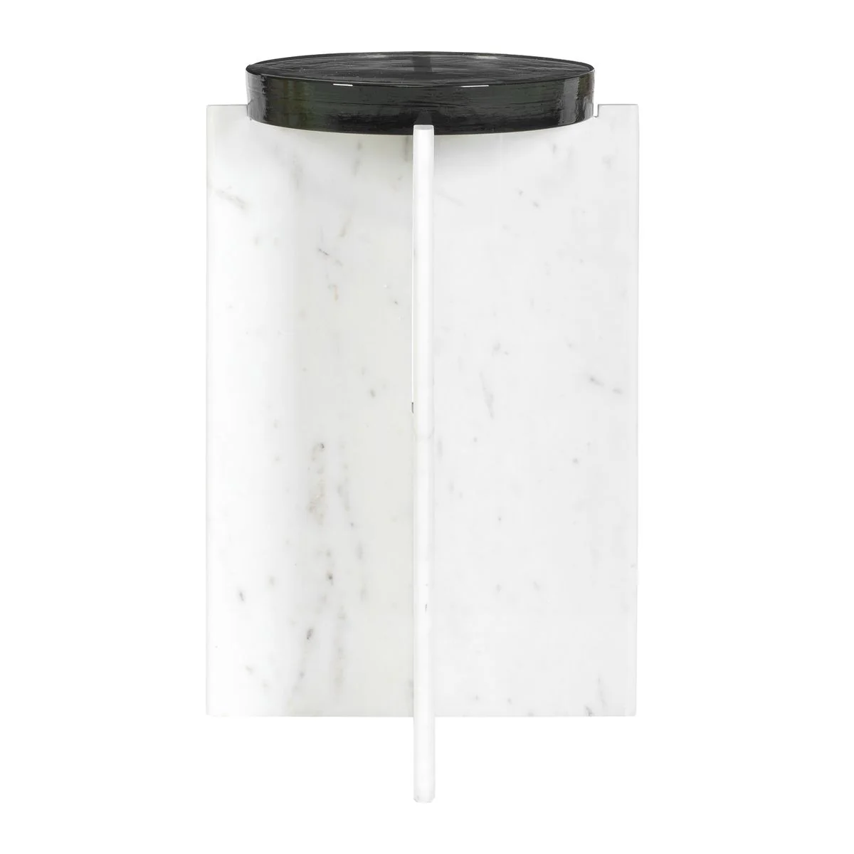 Uttermost Olina White Marble Base With Thick Cast Glass Accent Table ~ Indoor and Outdoor Use - Image 3