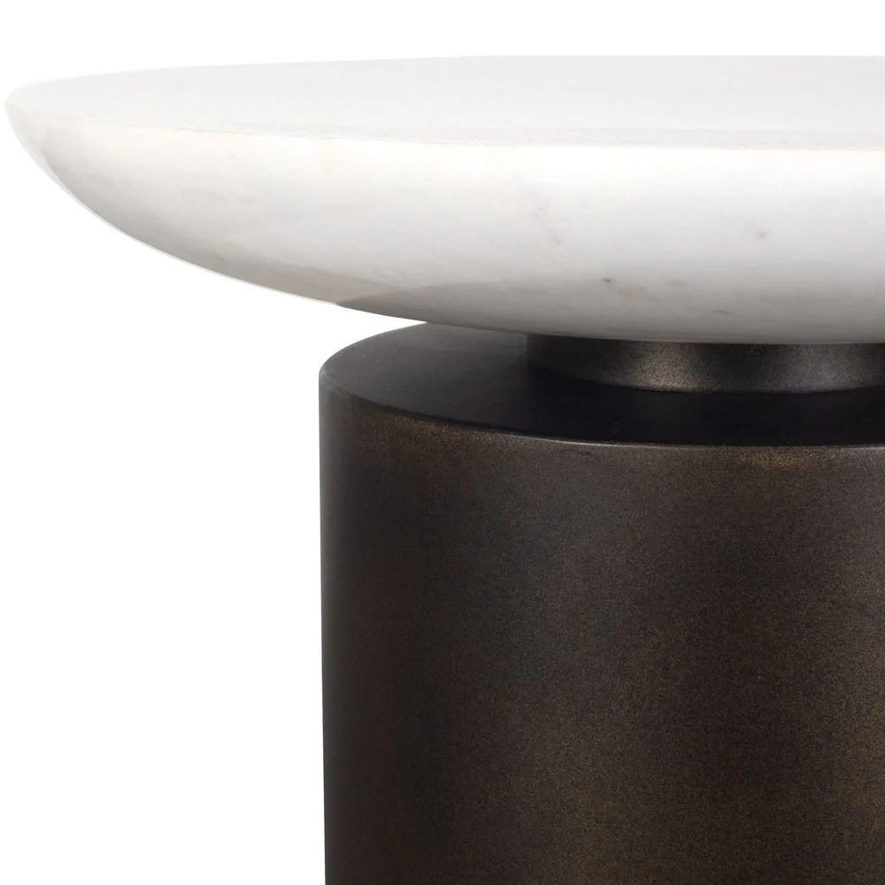 Uttermost Oslo Dark Bronze Iron and White Marble Top Accent Table ~ Indoor And Outdoor Use - Image 3