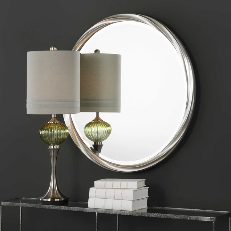 Uttermost Orion Metallic Silver Leaf Round Mirror - Image 3