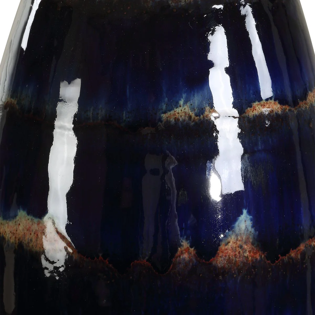 Uttermost Orleans Blue Drip Glazed Table Lamp With White Linen Shade - Image 5