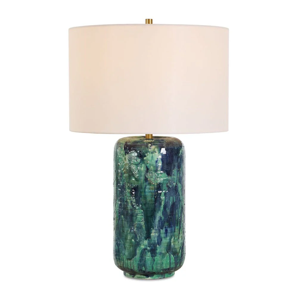Uttermost Out Of The Blue Table Lamp With Antique Brass Accents - Image 4