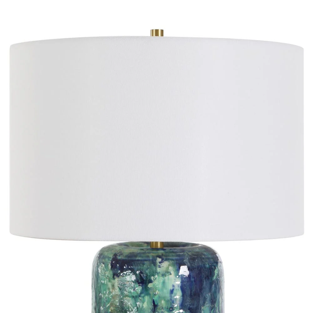 Uttermost Out Of The Blue Table Lamp With Antique Brass Accents - Image 5