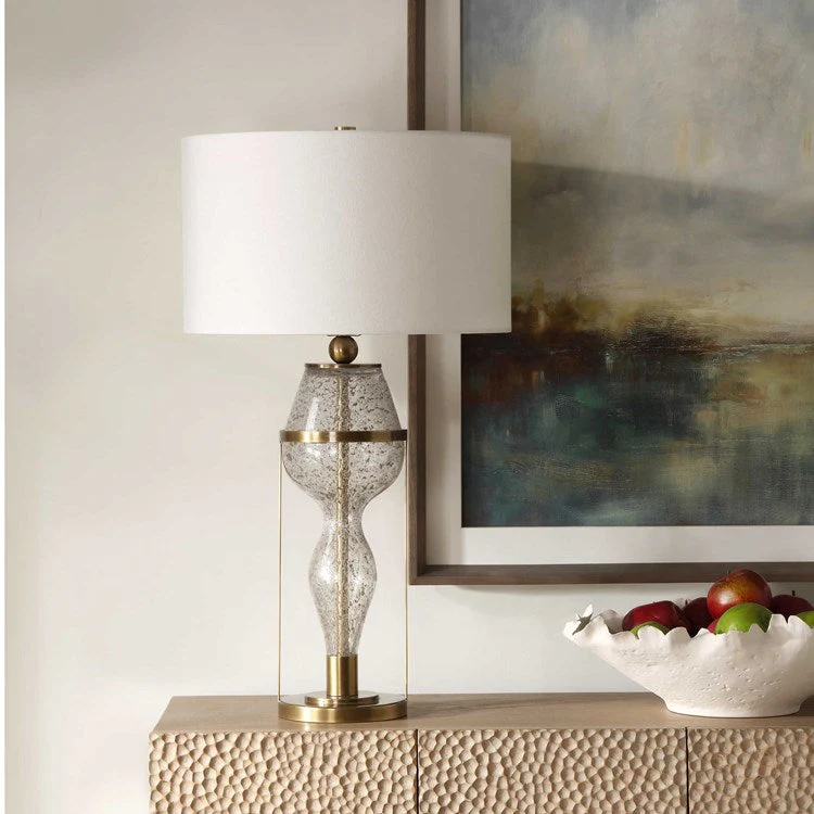 Uttermost Out Of Time Seeded Glass Table Lamp With Linen Shade - Image 3