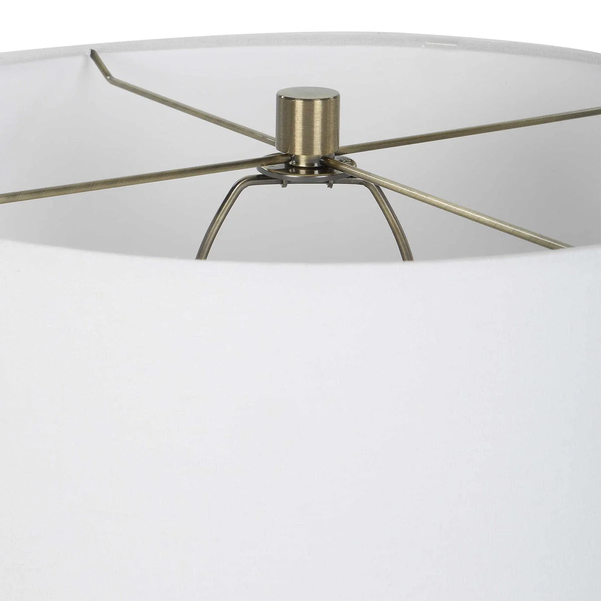 Uttermost Padma Aged Ivory and Chocolate Brown Ombré Ceramic Table Lamp With White Linen Shade - Image 6