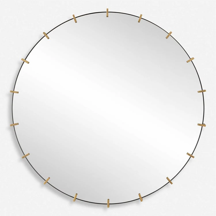 Uttermost Pali Black Iron with Antiqued Gold Large Round Mirror - Image 2