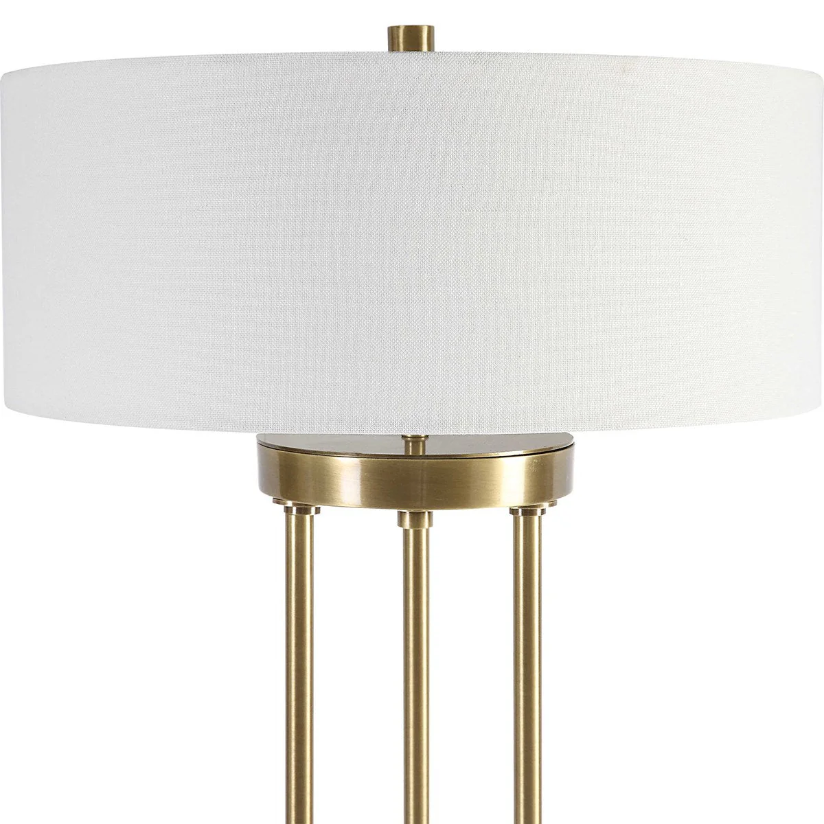 Uttermost Pantheon Antiqued Brass Iron Table Lamp With White Linen Shade - Image 5