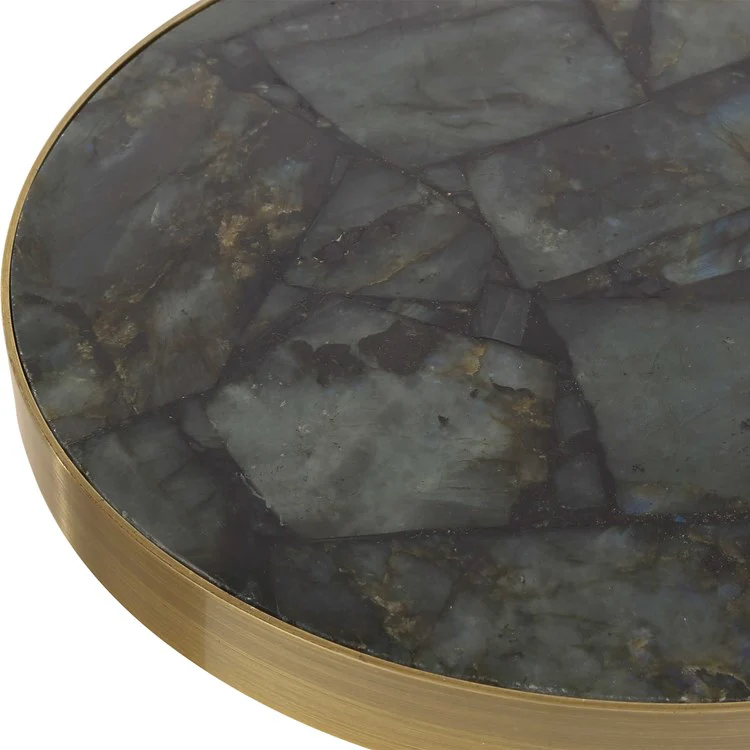 Uttermost Pascal Labradorite Top With Brushed Brass Finish Round Accent Table - Image 2