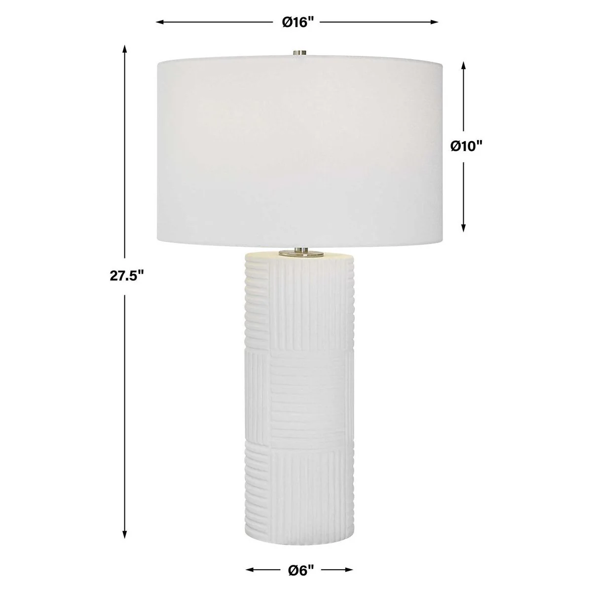 Uttermost Patchwork Soft White Glazed Ceramic Table Lamp With Linen Shade - Image 7