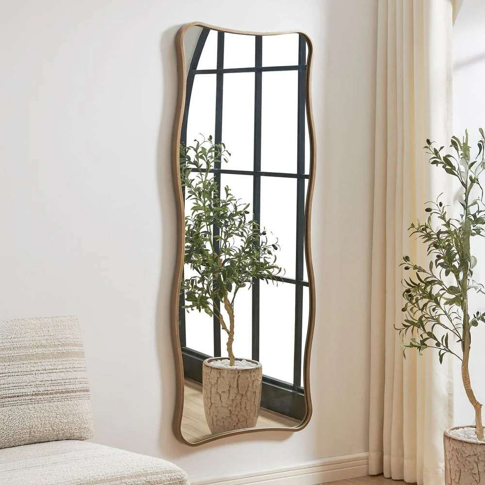Uttermost Pavia Curvy Antique Gold Iron Tall Mirror - Image 6