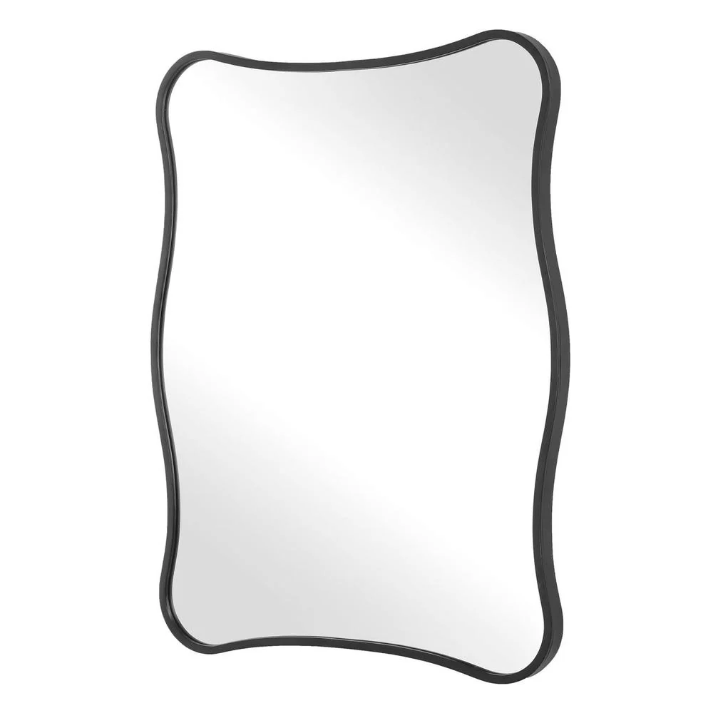 Uttermost Pavia Curvy Sleek Satin Black Vanity Mirror - Image 3