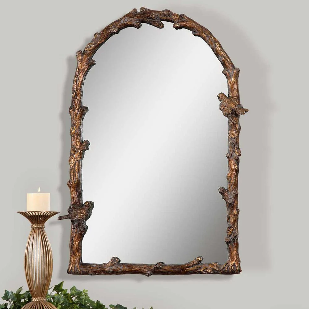Uttermost Paza Distressed Antique Gold Leaf Arch Mirror
