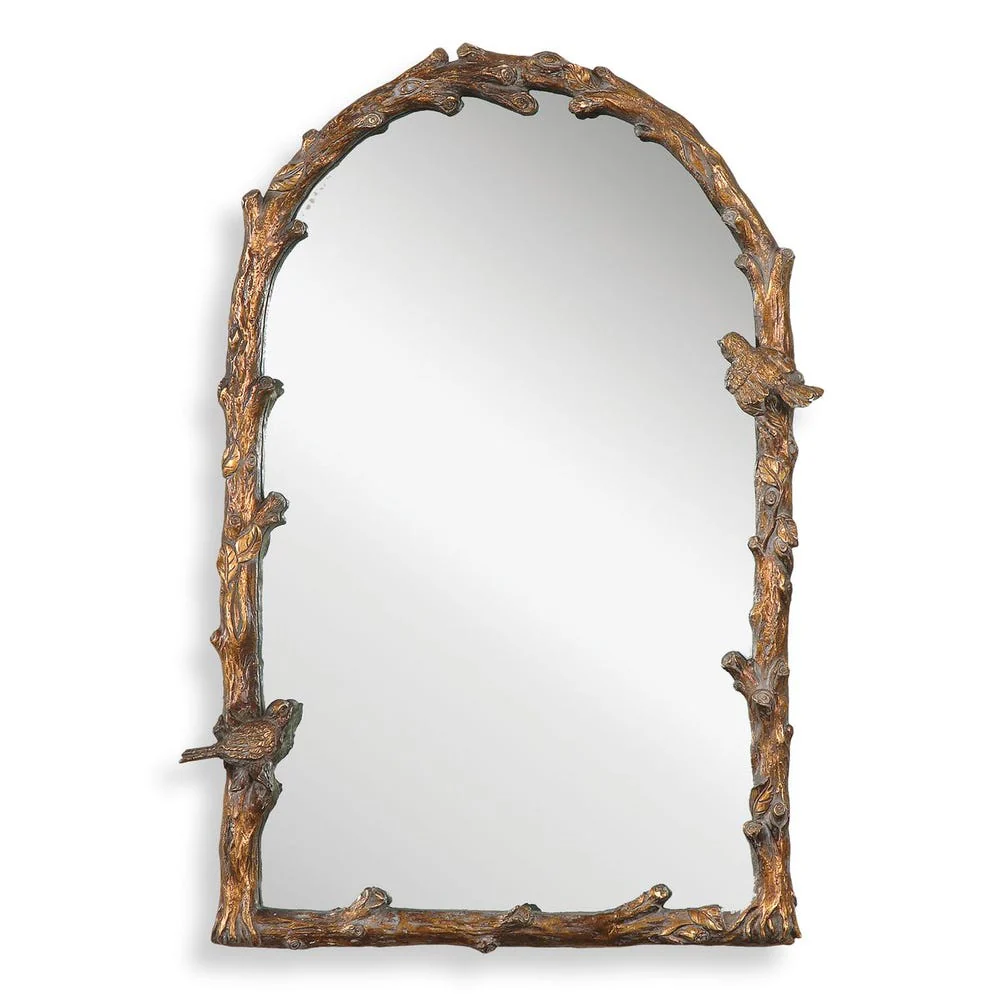 Uttermost Paza Distressed Antique Gold Leaf Arch Mirror - Image 2