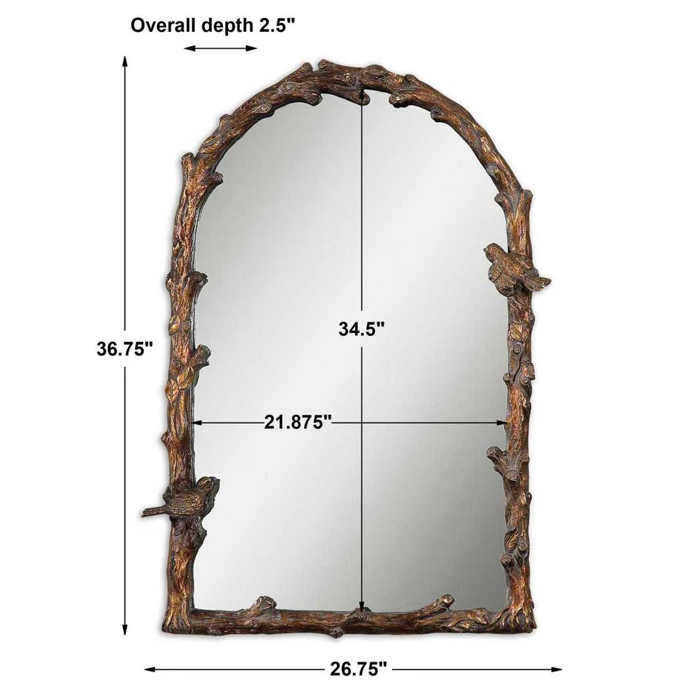 Uttermost Paza Distressed Antique Gold Leaf Arch Mirror - Image 3