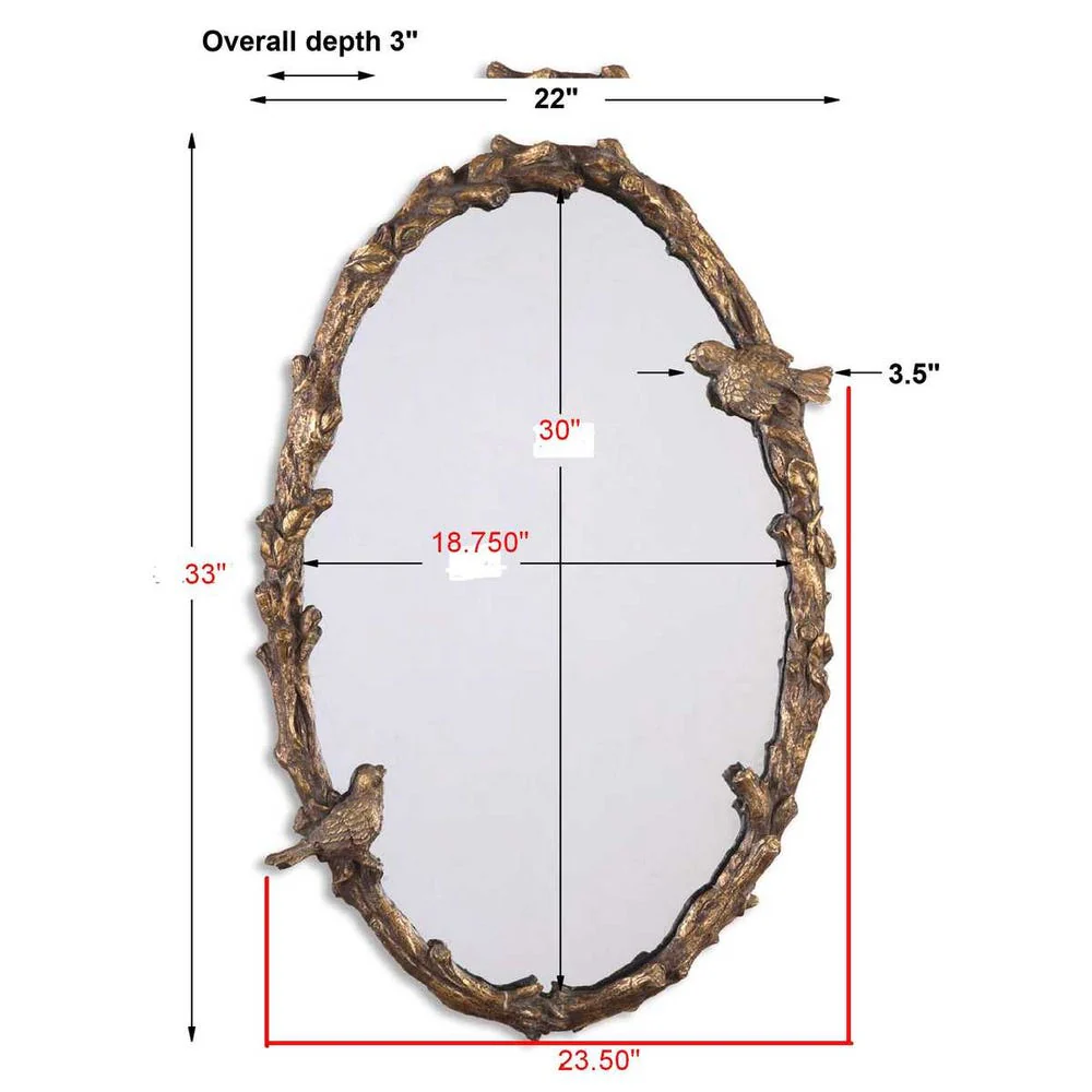 Uttermost Paza Distressed Antique Gold Leaf Oval Mirror - Image 2
