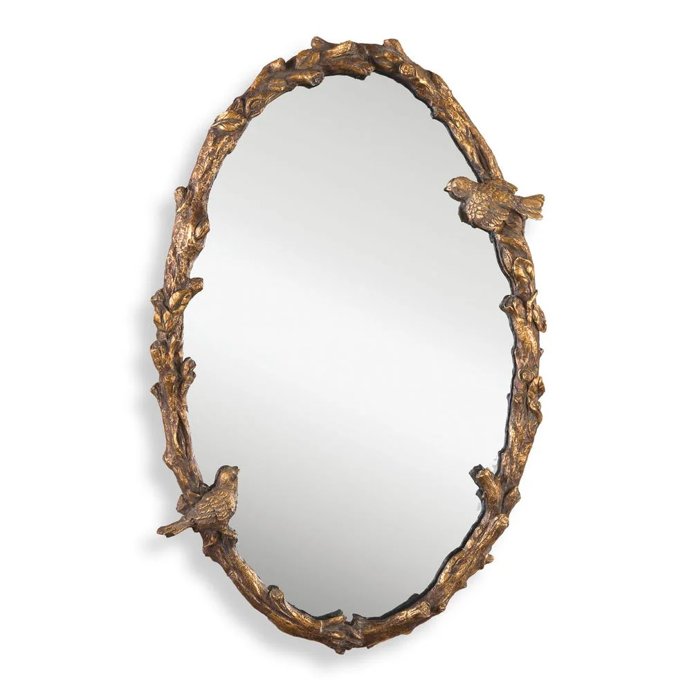 Uttermost Paza Distressed Antique Gold Leaf Oval Mirror - Image 3