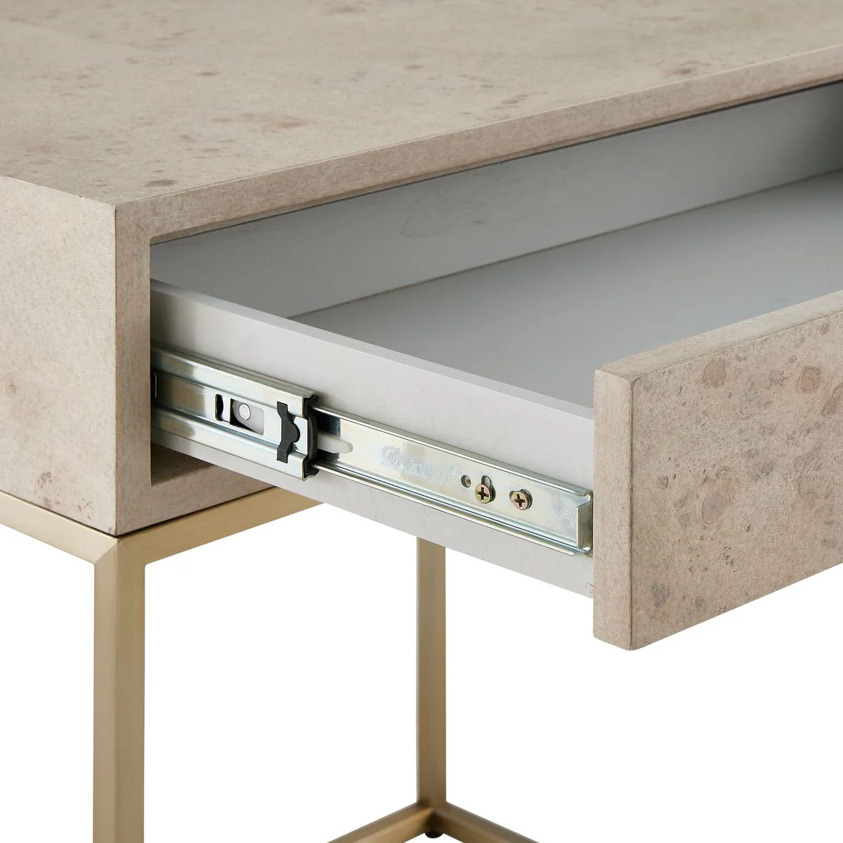 Uttermost Pembrook Light Washed Maple With Brushed Brass Side Table - Image 8