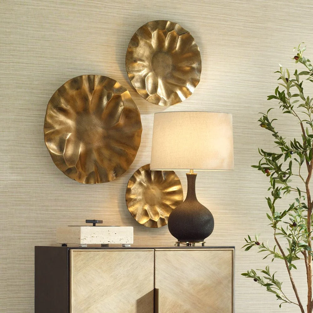 Uttermost Peonia Golden Dark Bronze Set of 3 Wall Discs Decor ~ Indoor And Outdoor Use - Image 2
