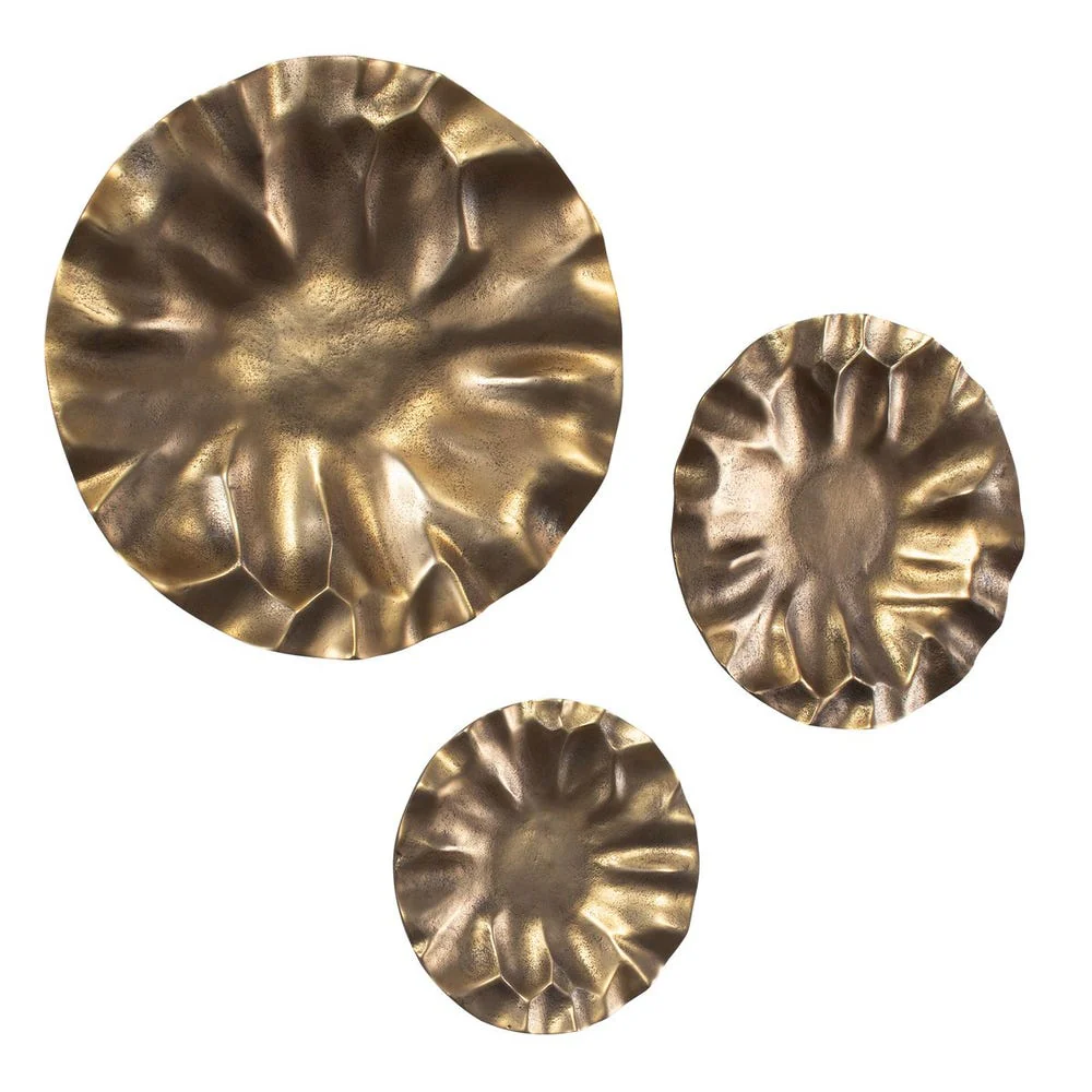 Uttermost Peonia Golden Dark Bronze Set of 3 Wall Discs Decor ~ Indoor And Outdoor Use - Image 4