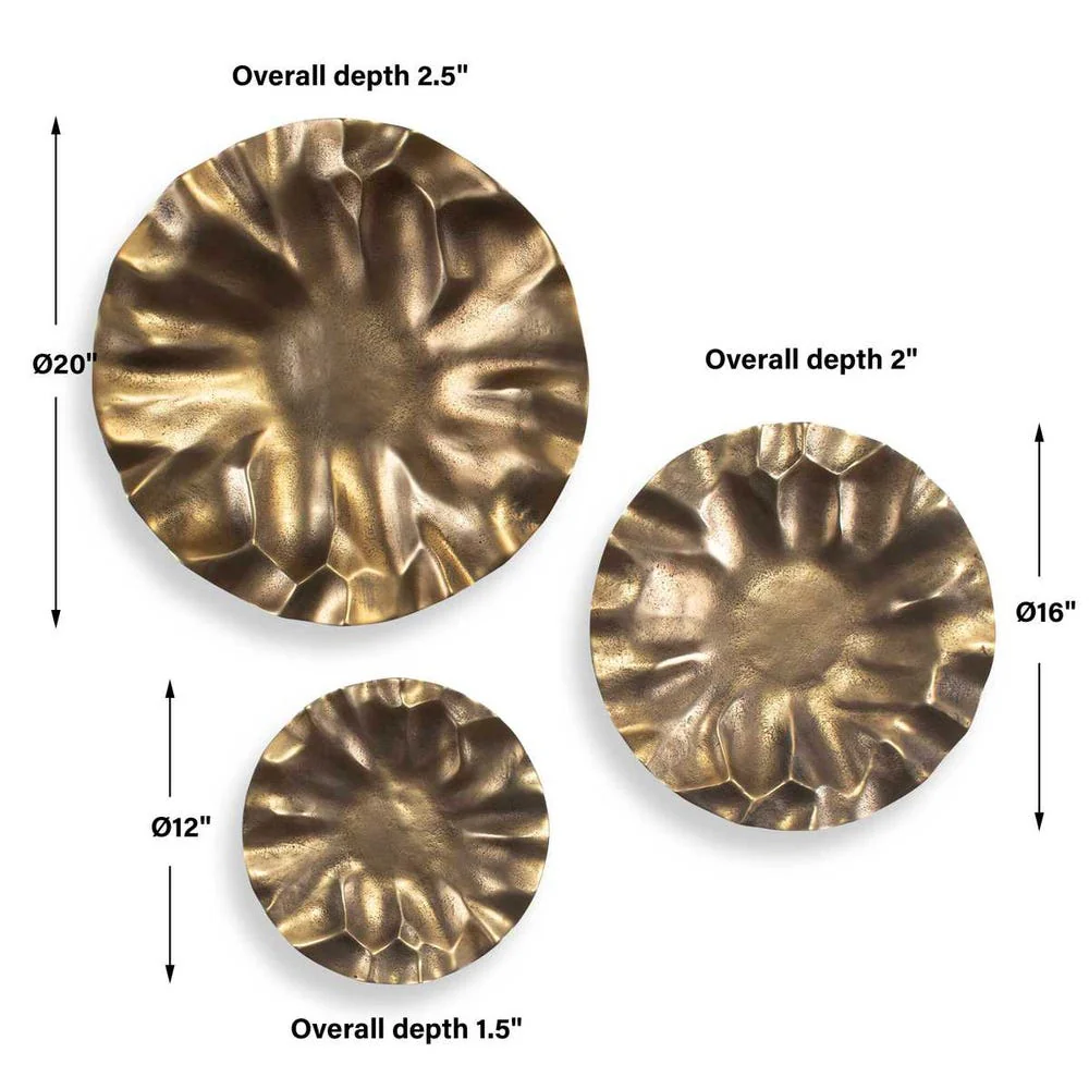 Uttermost Peonia Golden Dark Bronze Set of 3 Wall Discs Decor ~ Indoor And Outdoor Use - Image 6