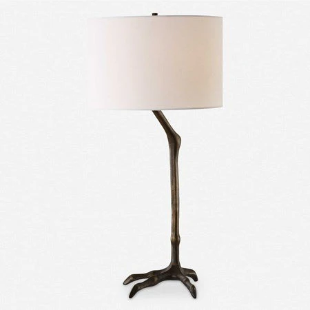 Uttermost Perch Iron Table Lamp With White Linen Shade - Image 2