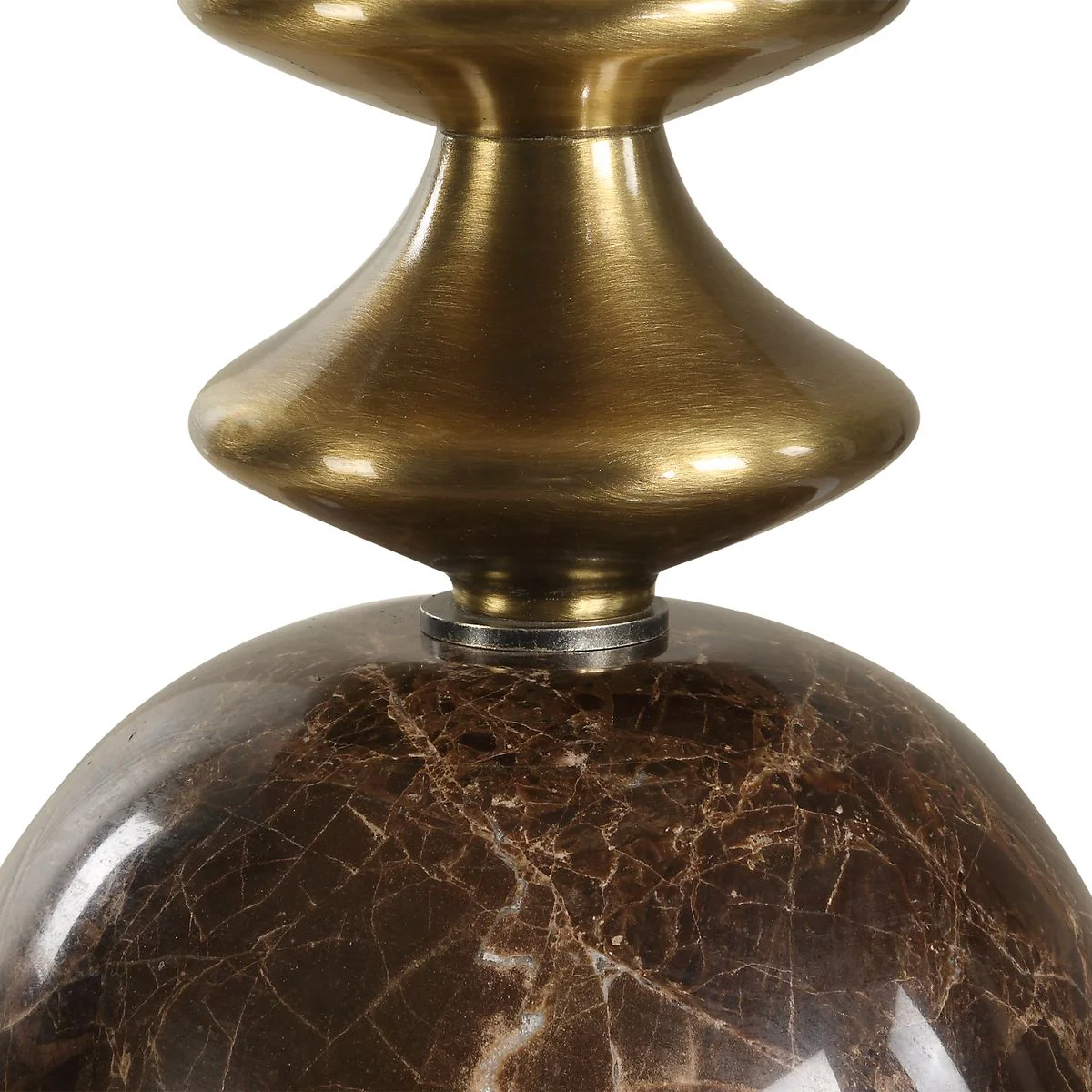 Uttermost Percy Brown Marble and Brass Details Buffet Lamp With White Linen Shade - Image 6