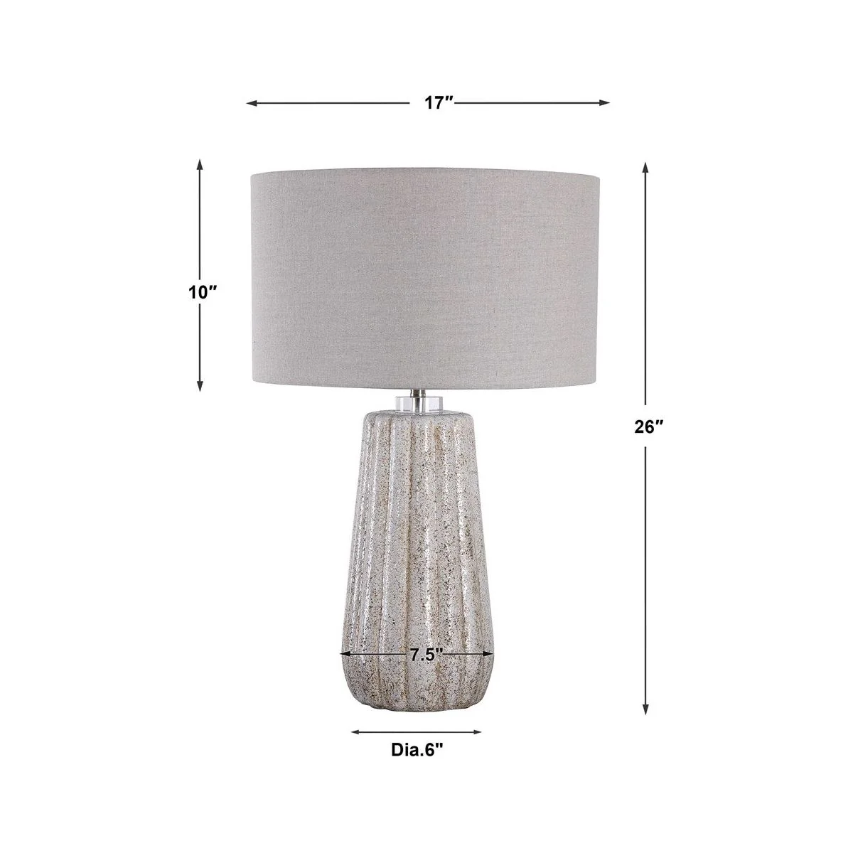 Uttermost Pikes Taupe Glazed Ceramic Table Lamp With Light Gray Shade - Image 3
