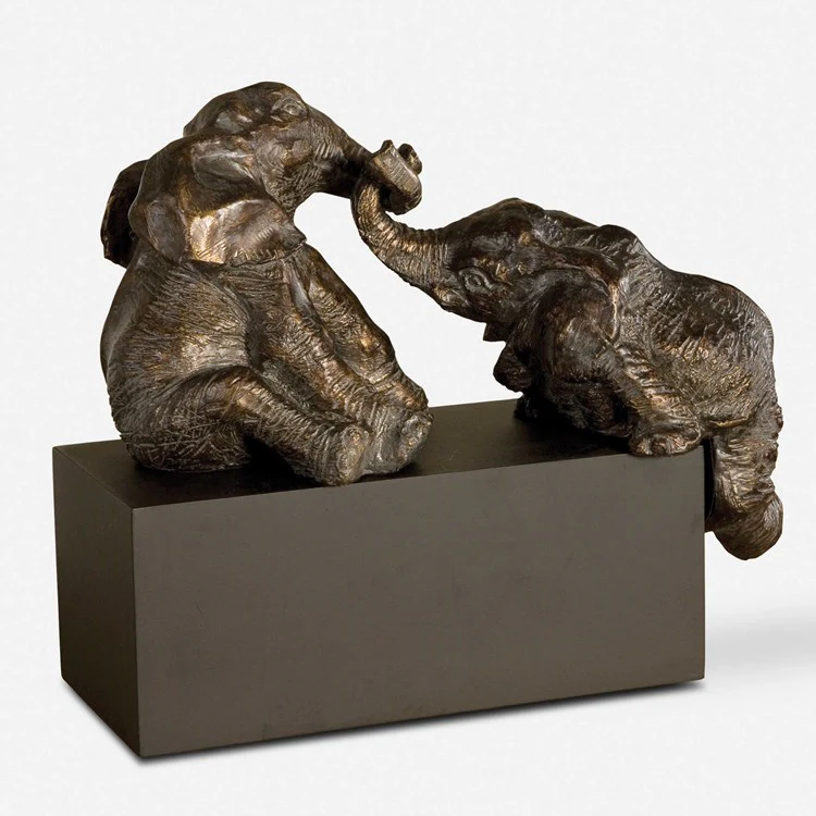 Uttermost Playful Pachyderms Antique Bronze Sculpture - Image 2