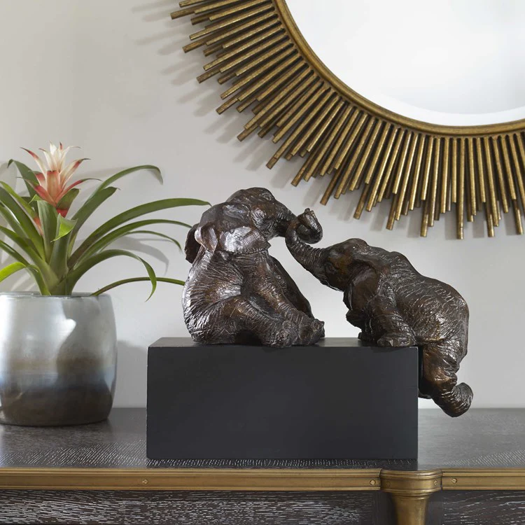 Uttermost Playful Pachyderms Antique Bronze Sculpture - Image 4