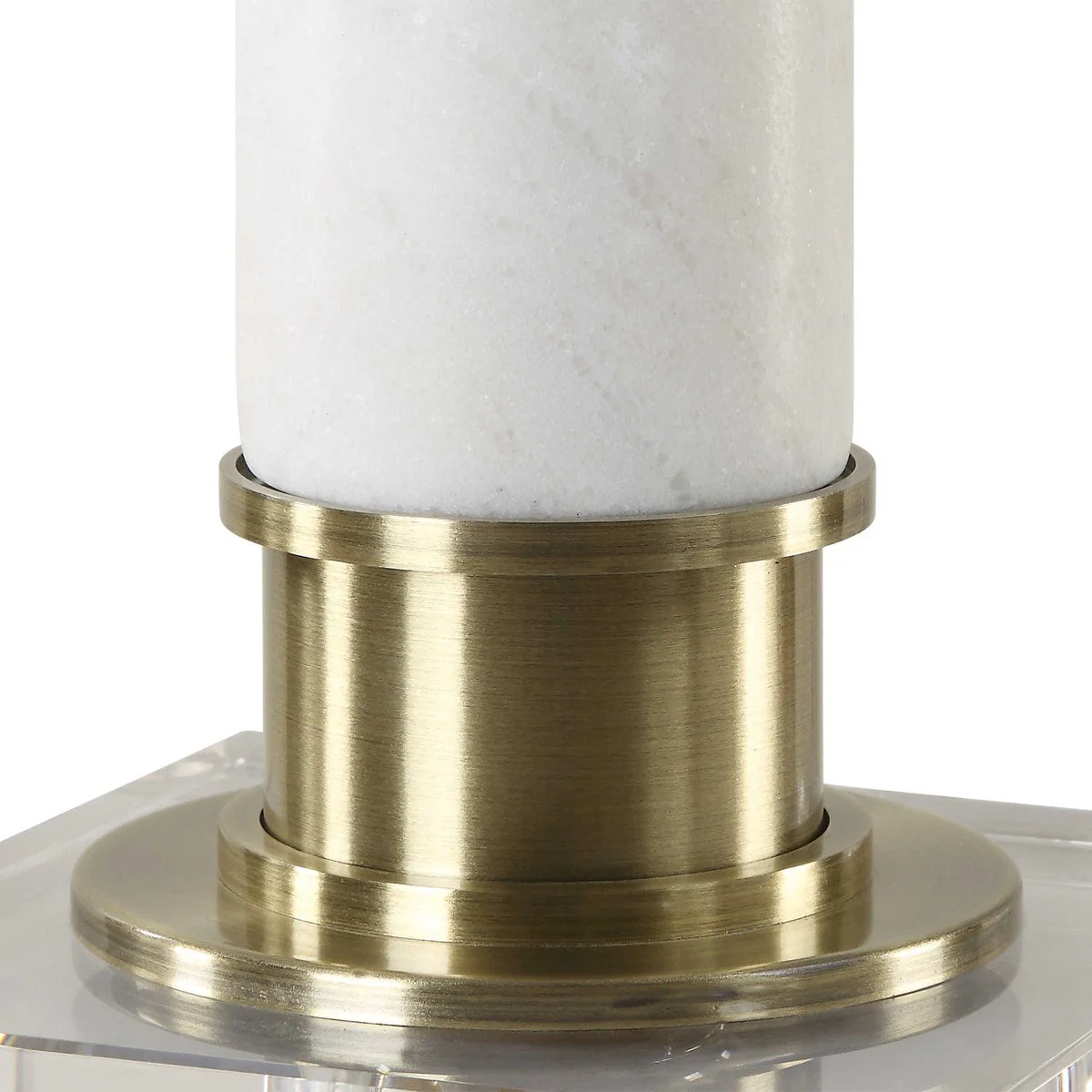 Uttermost Plinth White Marble Table Lamp With Linen Shade - Image 6