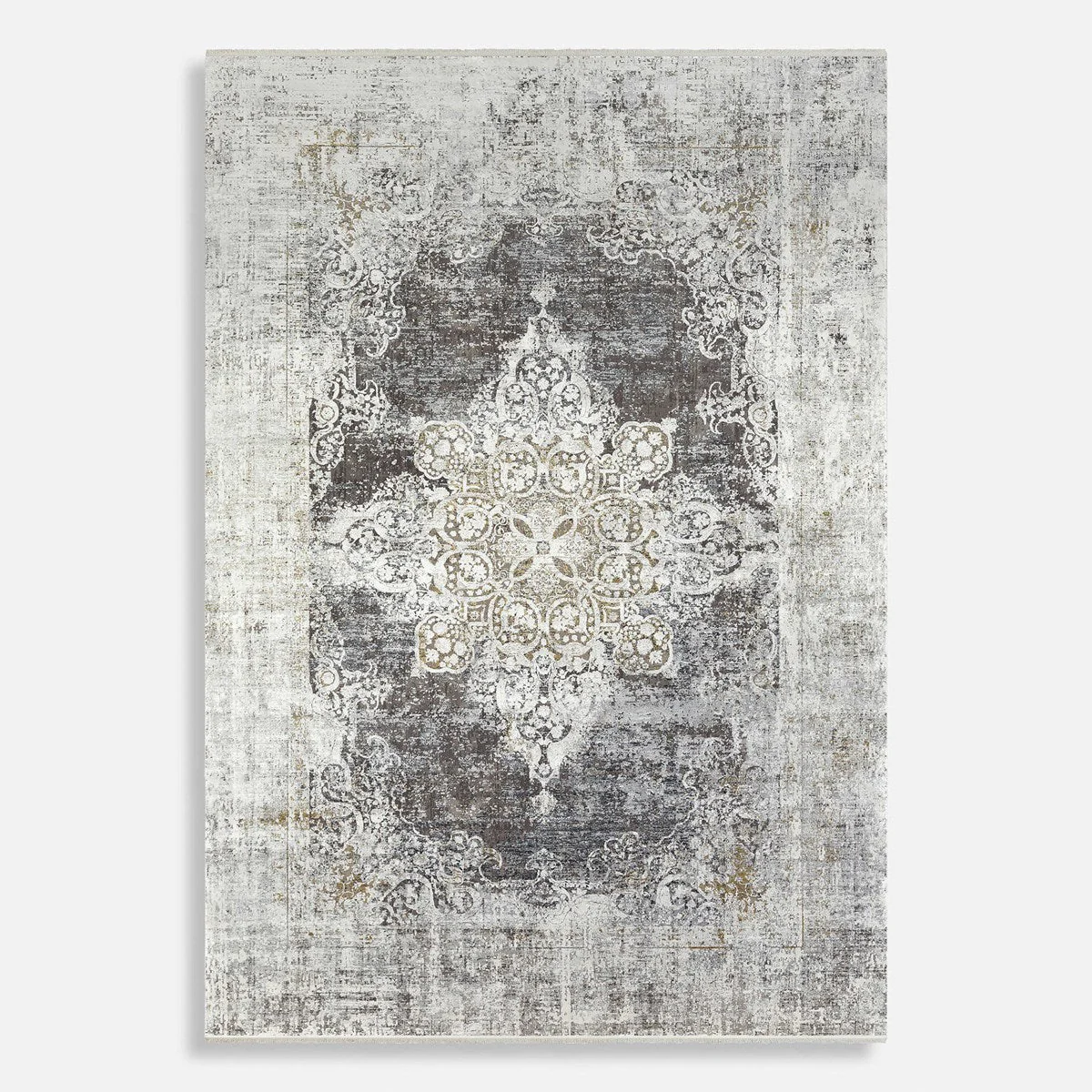 Uttermost Poneto White, Gray, Charcoal and Saffron Rug ~ 10' x 14' - Image 3