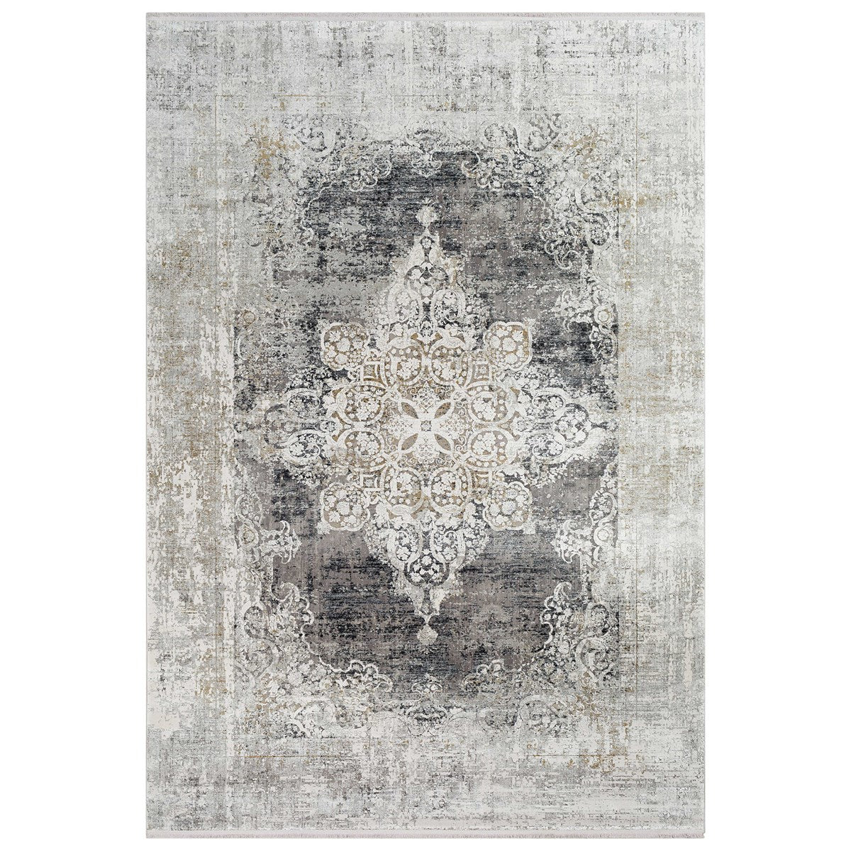 Uttermost Poneto White, Gray, Charcoal and Saffron Rug ~ 9'6" x 13' - Image 5