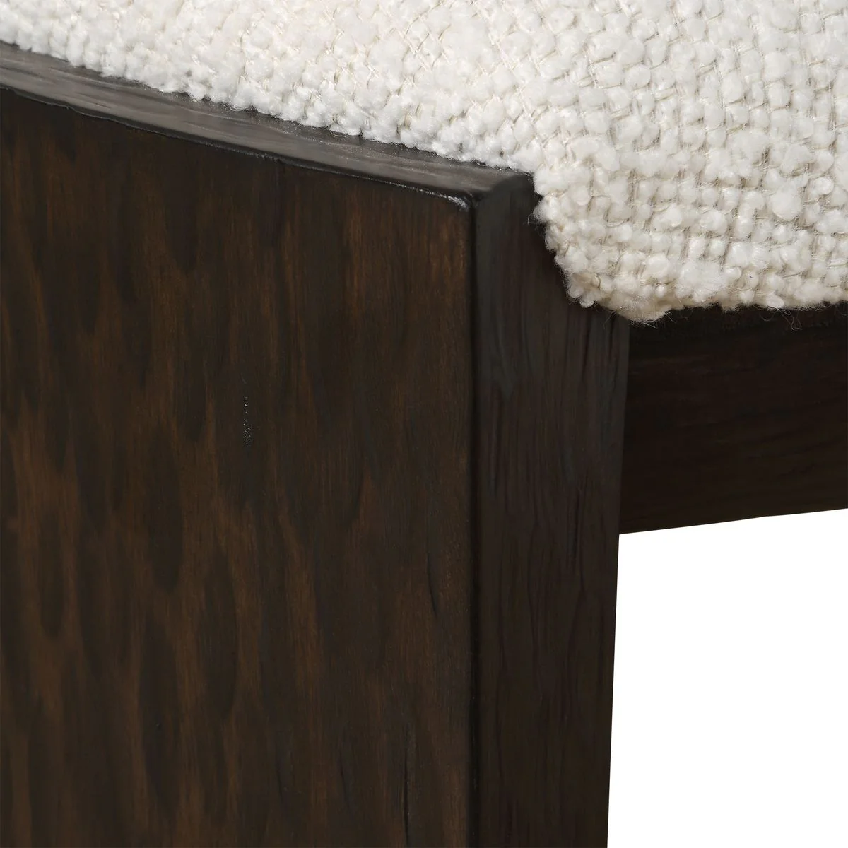 Uttermost Port Walnut Small Bench With White Upholstered Seat Cushion - Image 7