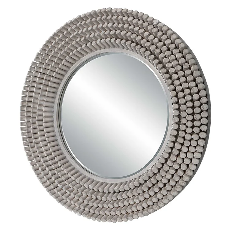 Uttermost Portside Fir Wood Gray Driftwood Finish Round Mirror - Image 4