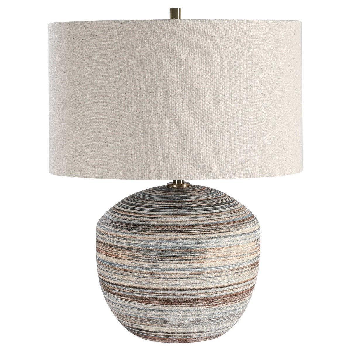 Uttermost Prospect Brown, Taupe and Cream Ceramic Table Lamp With Light Beige Linen Shade - Image 5