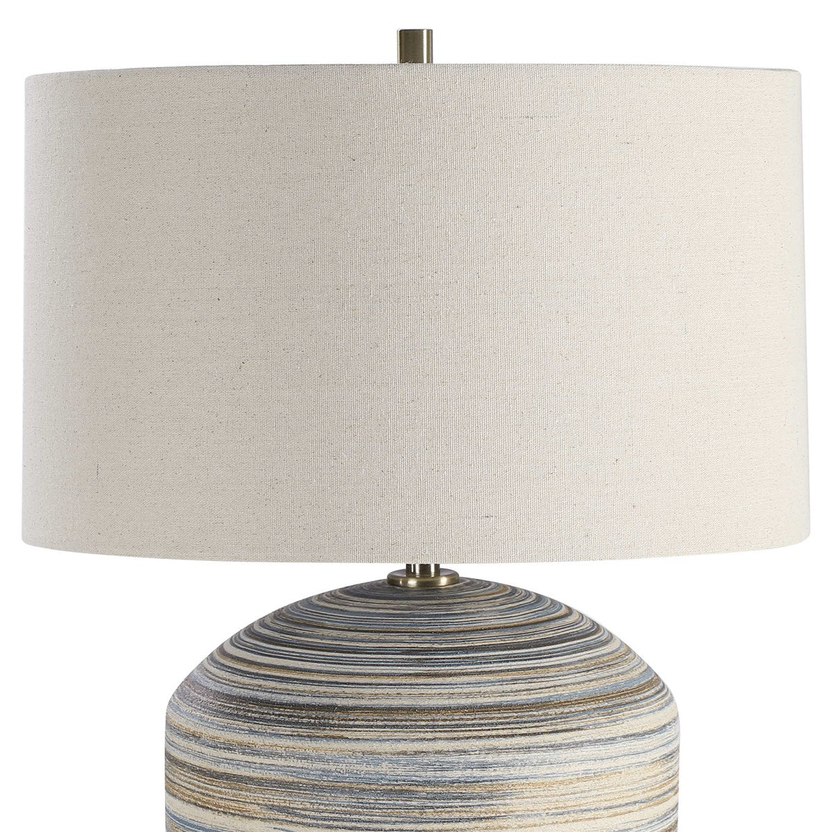 Uttermost Prospect Brown, Taupe and Cream Ceramic Table Lamp With Light Beige Linen Shade - Image 8