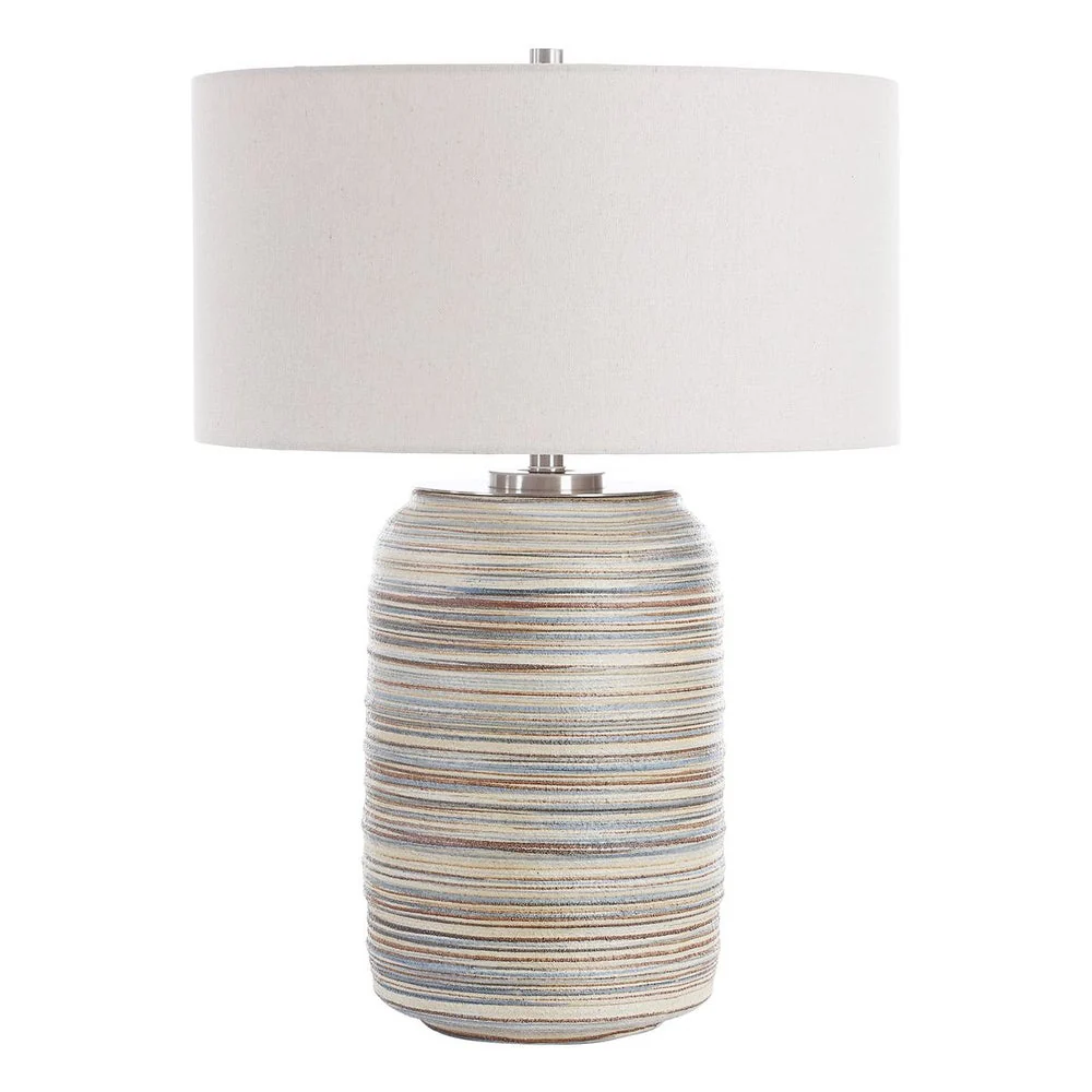 Uttermost Prospect Brown, Taupe, And Cream Table Lamp With Light Beige Linen Shade ~ Large - Image 4