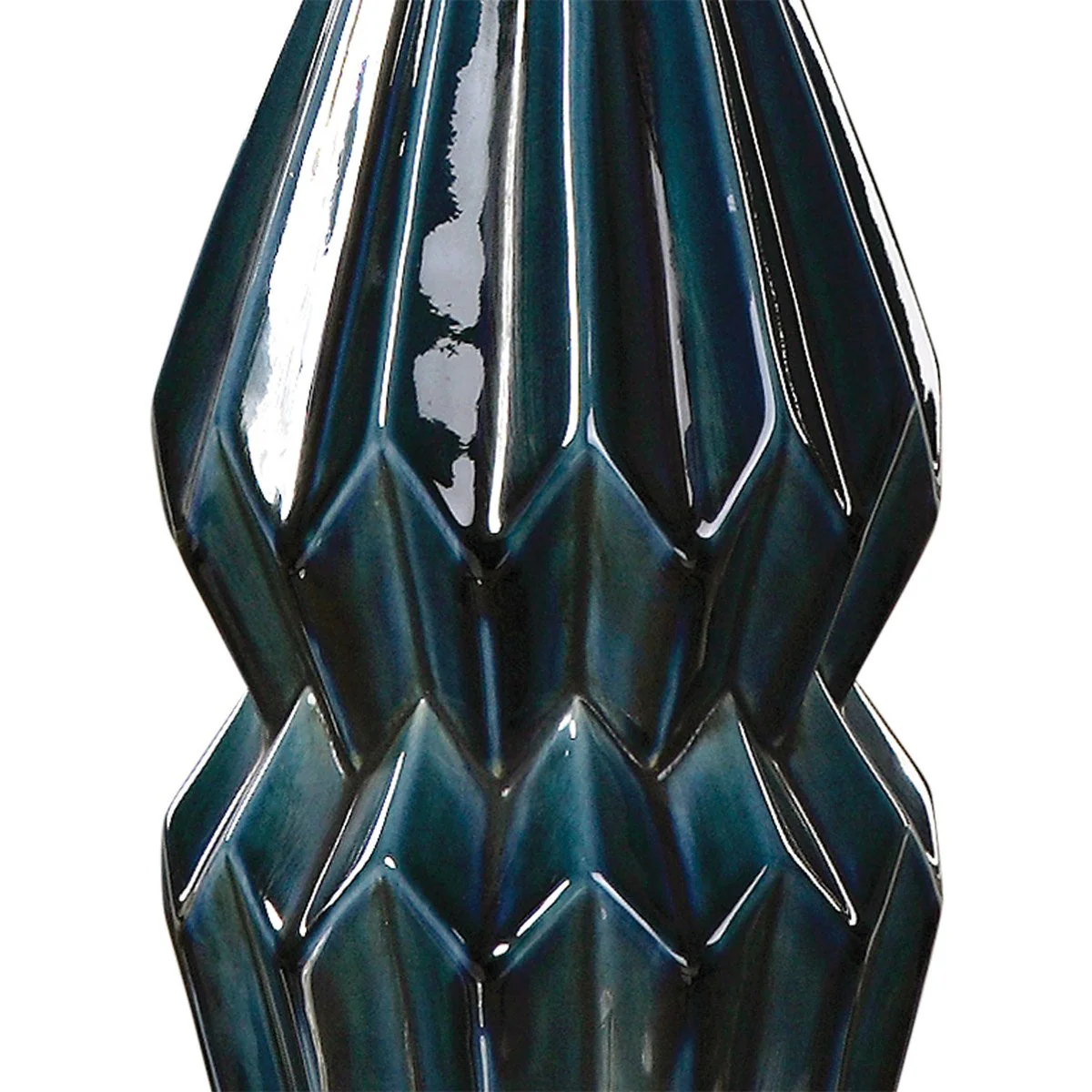 Uttermost Prussian Deep Blue Ceramic Table Lamp With Oatmeal Linen Shade - Image 3