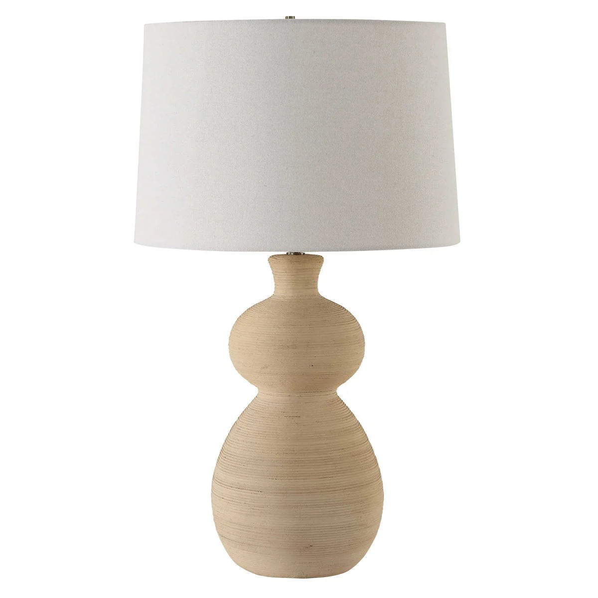 Uttermost Pueblo Ceramic Table Lamp With Light Beige Linen Shade - Image 3